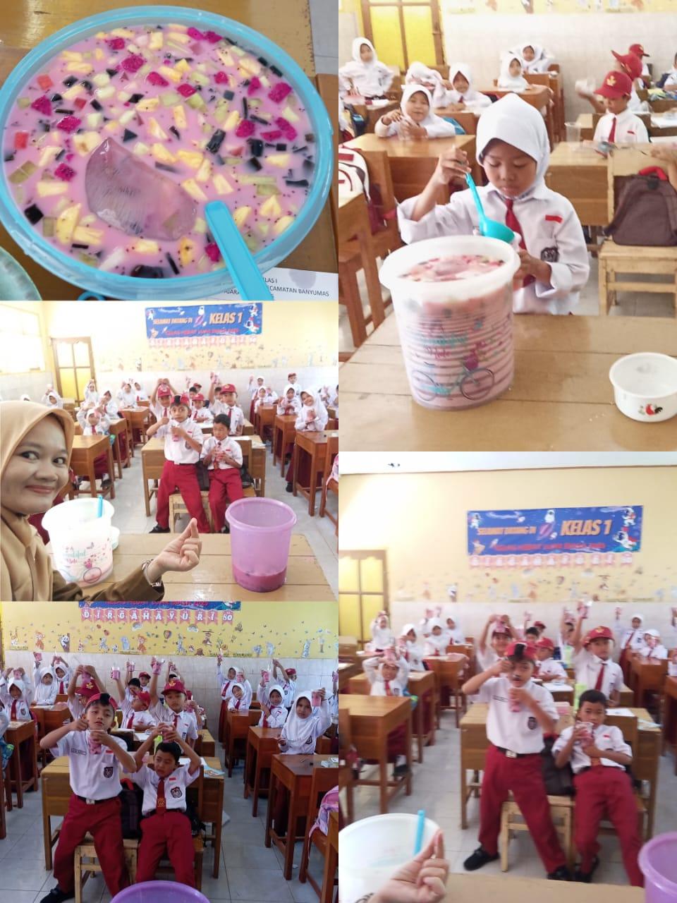 Keseruan Siswa Kelas 1 SDN 4 Pasinggangan Belajar Bekerja Sama Lewat Kegiatan Membuat Es Buah Segar SD Negeri 4 Pasinggangan